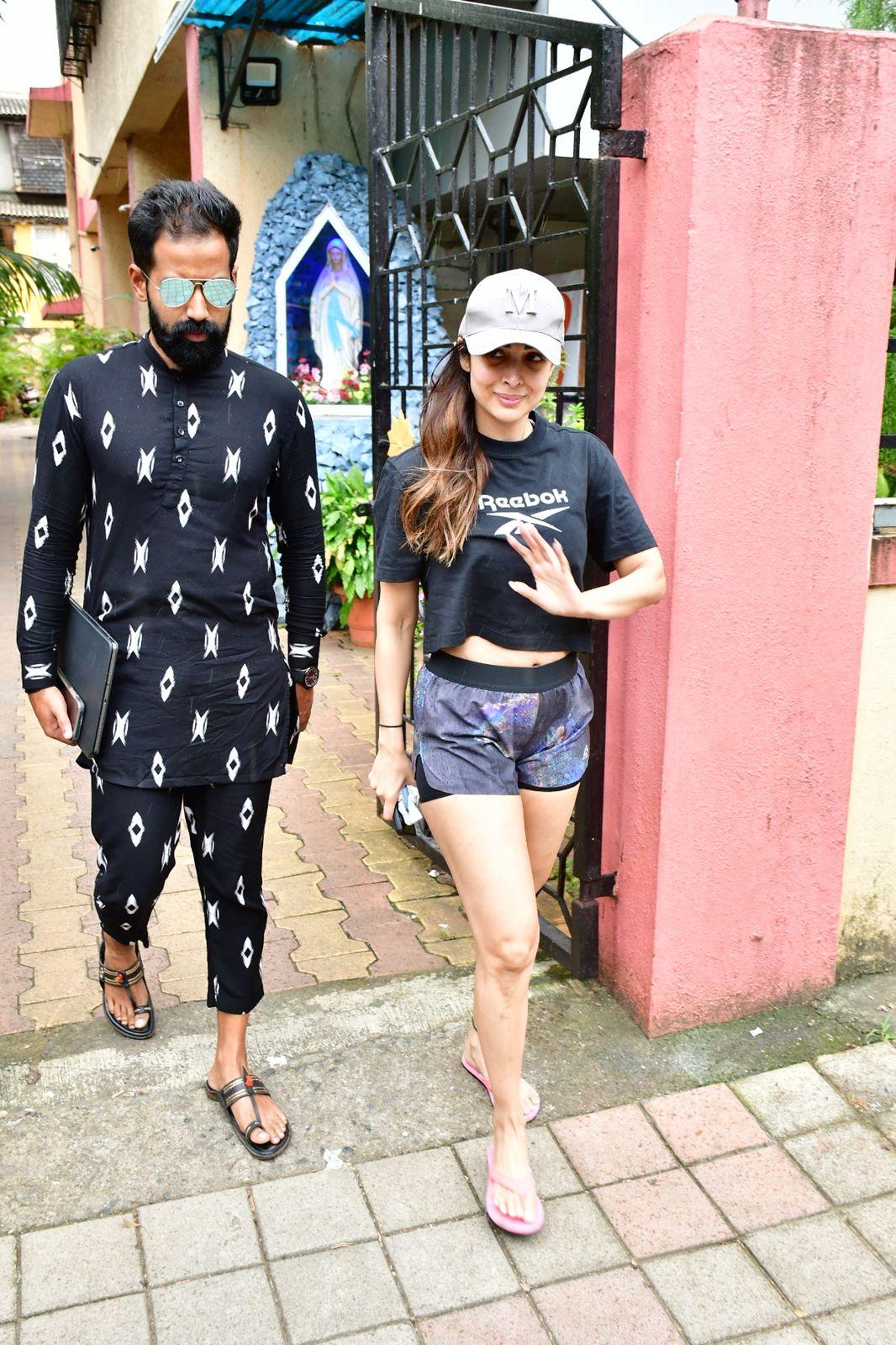Malaika Arora was spotted outside a Yoga studio today, walking with a friend